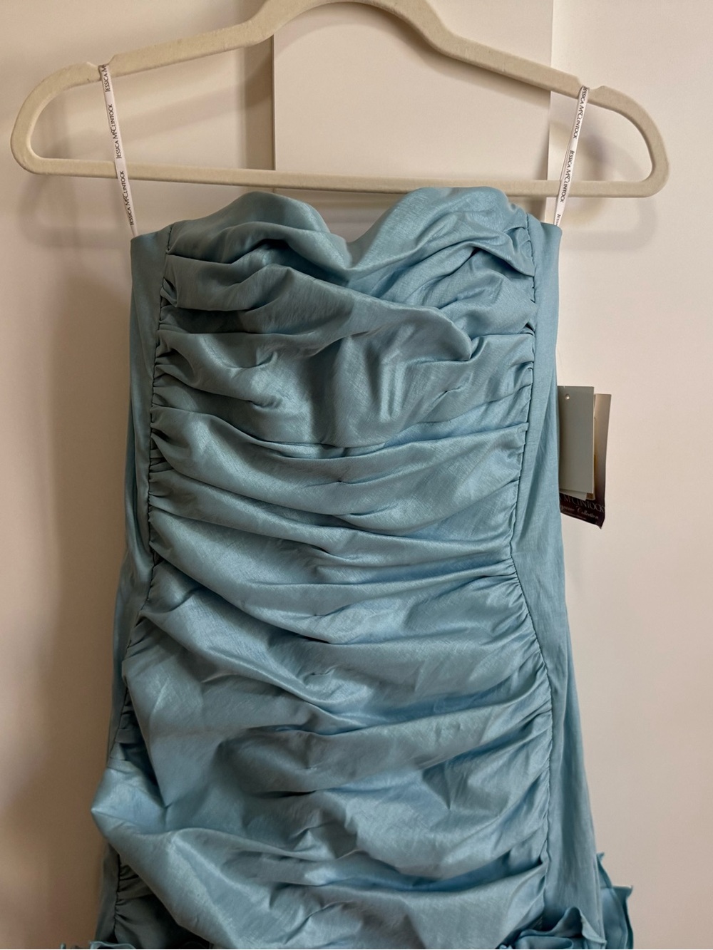 Jessica McClintock Rush Strapless Mini Dress Y2K Aqua Green Florets Rare 10 NWT - Picture 3 of 14